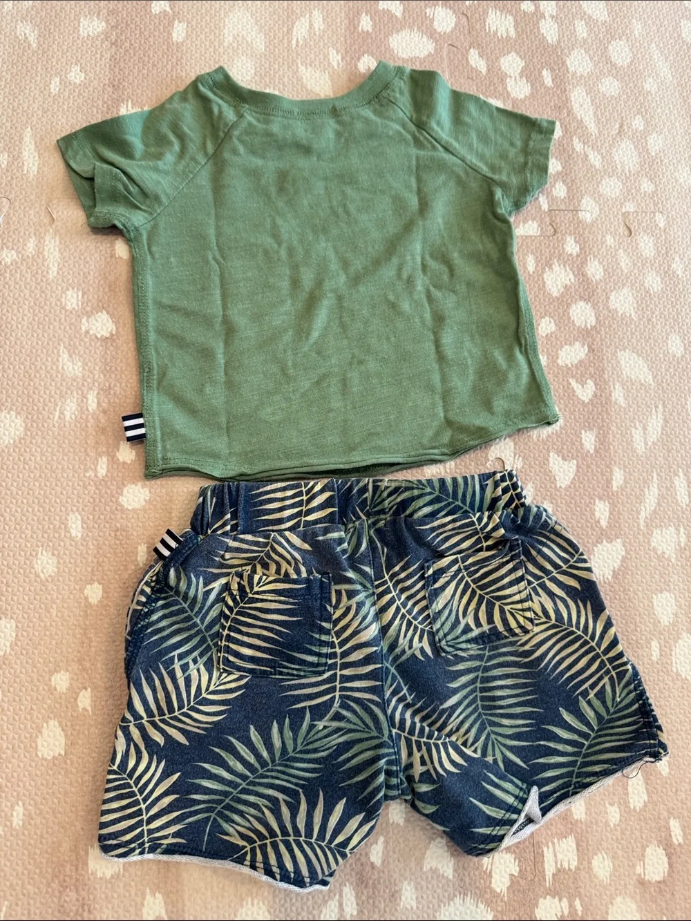 Splendid Boys Tropical Palm Print Shorts & Green Tee Set 18-24M